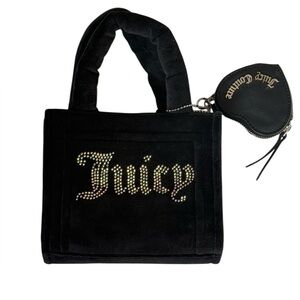 Juicy Couture Liquorice Big Spender Black Velour Tote Bag 3 piece Set